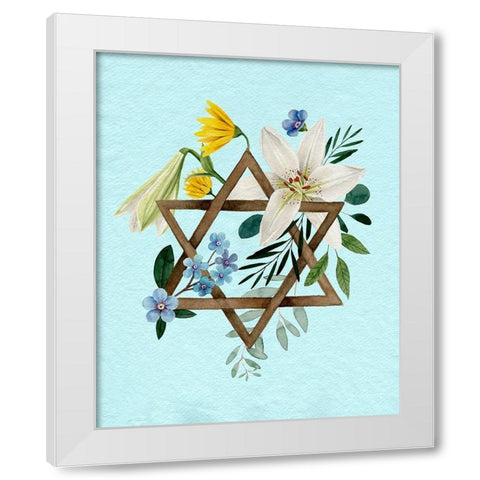 Floral Hanukkah I White Modern Wood Framed Art Print by Popp, Grace