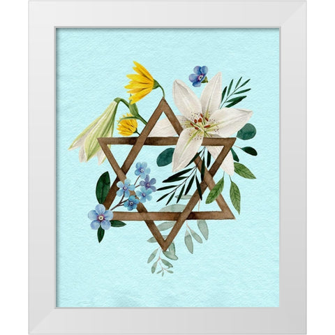 Floral Hanukkah I White Modern Wood Framed Art Print by Popp, Grace