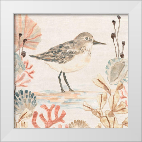 Shell Pipers I White Modern Wood Framed Art Print by Vess, June Erica