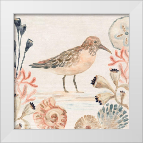 Shell Pipers III White Modern Wood Framed Art Print by Vess, June Erica