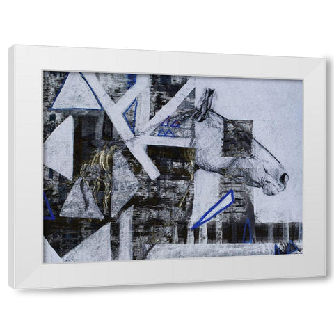 Blue Horse I White Modern Wood Framed Art Print by Arbel, Lori