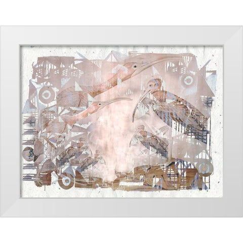 Circles And Triangles with Birds I White Modern Wood Framed Art Print by Arbel, Lori