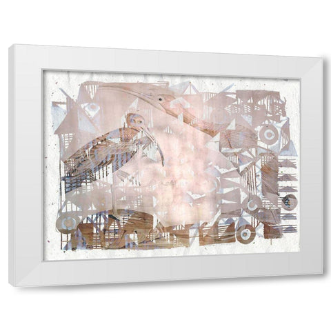 Circles And Triangles with Birds II White Modern Wood Framed Art Print by Arbel, Lori
