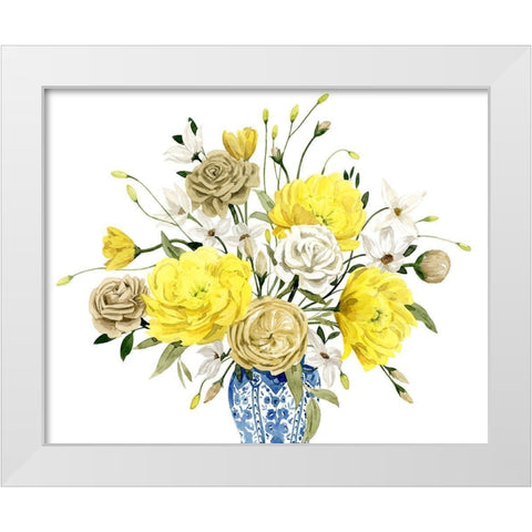 Yellow and Ultramarine Bouquet III White Modern Wood Framed Art Print by Popp, Grace