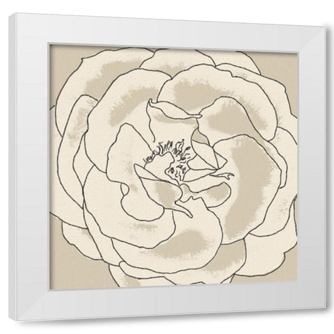 Beige Blooms II White Modern Wood Framed Art Print by Saunders, Alonzo