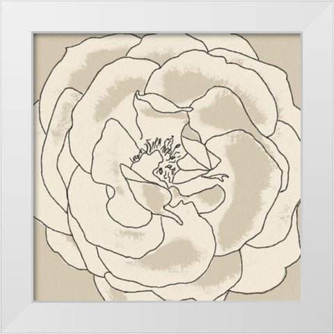 Beige Blooms II White Modern Wood Framed Art Print by Saunders, Alonzo