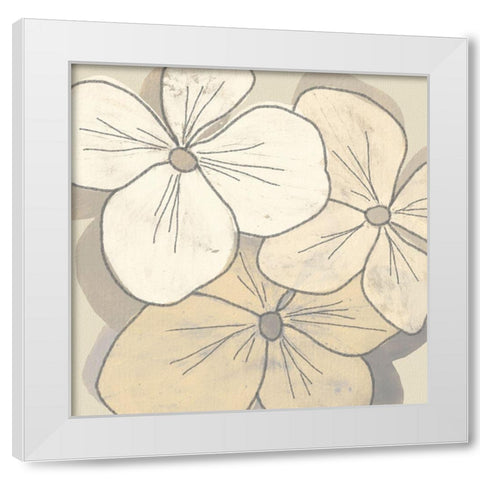 Beige Blooms III White Modern Wood Framed Art Print by Saunders, Alonzo