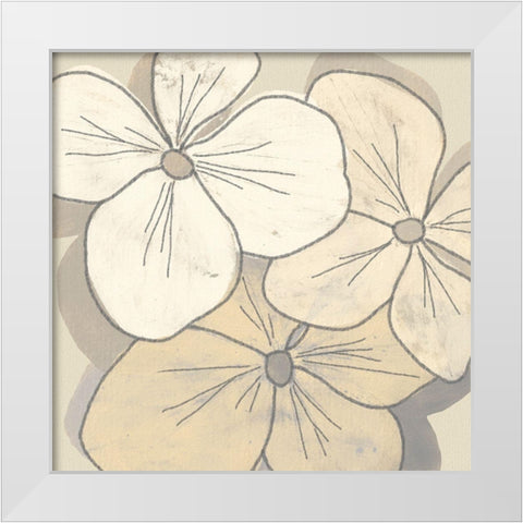 Beige Blooms III White Modern Wood Framed Art Print by Saunders, Alonzo