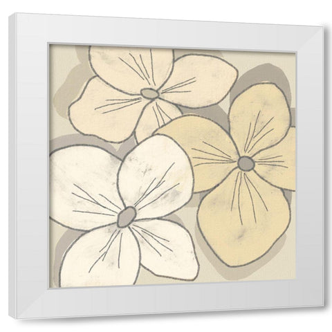 Beige Blooms IV White Modern Wood Framed Art Print by Saunders, Alonzo