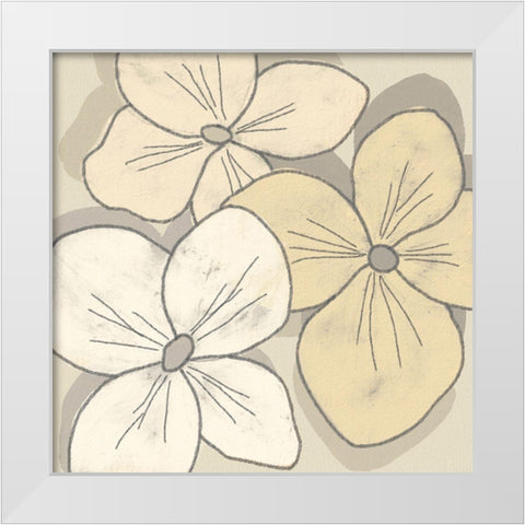 Beige Blooms IV White Modern Wood Framed Art Print by Saunders, Alonzo