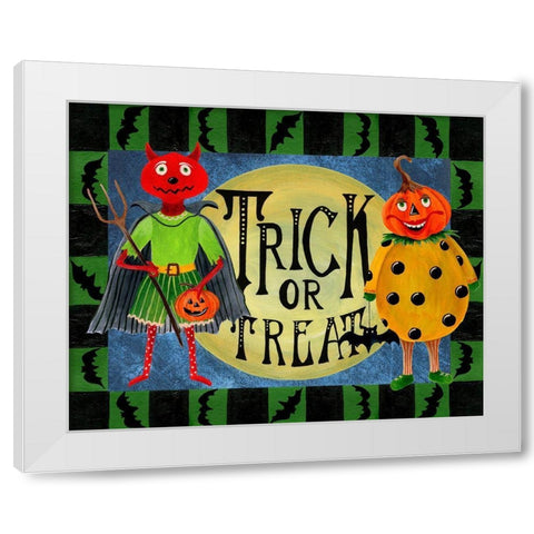 Halloween Trick or Treaters I White Modern Wood Framed Art Print by Moore, Regina