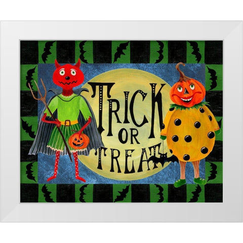 Halloween Trick or Treaters I White Modern Wood Framed Art Print by Moore, Regina