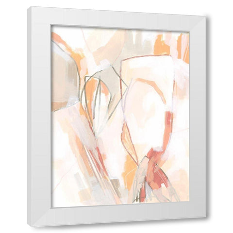 Peach Puzzle I White Modern Wood Framed Art Print by Vess, June Erica