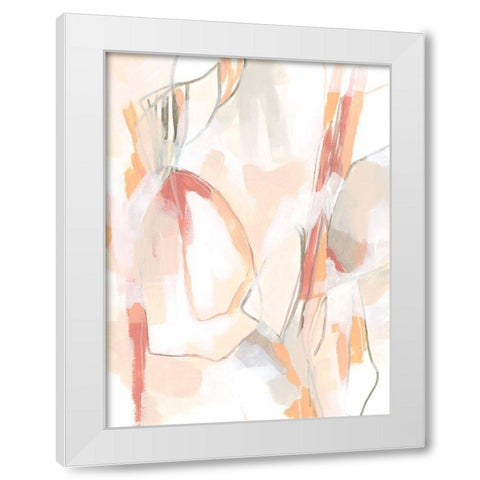 Peach Puzzle II White Modern Wood Framed Art Print by Vess, June Erica