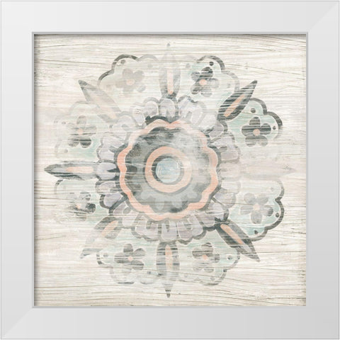 Weathered Emblem II White Modern Wood Framed Art Print by Vess, June Erica
