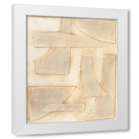 Buff Abstract Shapes I White Modern Wood Framed Art Print by Moore, Regina