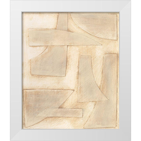 Buff Abstract Shapes I White Modern Wood Framed Art Print by Moore, Regina
