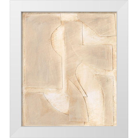 Buff Abstract Shapes II White Modern Wood Framed Art Print by Moore, Regina