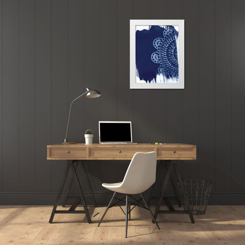 Cyan Doily I White Modern Wood Framed Art Print by Moore, Regina