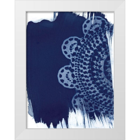 Cyan Doily I White Modern Wood Framed Art Print by Moore, Regina