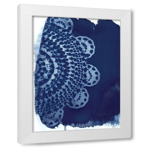 Cyan Doily II White Modern Wood Framed Art Print by Moore, Regina