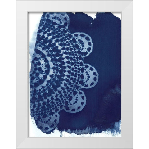 Cyan Doily II White Modern Wood Framed Art Print by Moore, Regina