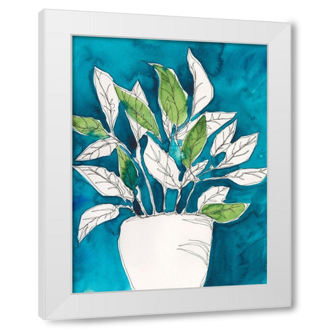 Green Leaves in Pots II White Modern Wood Framed Art Print by Moore, Regina