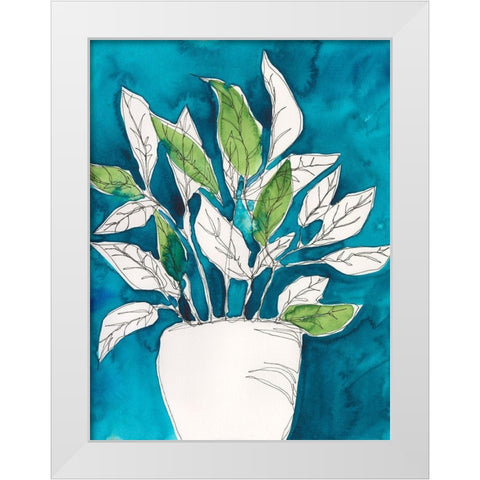 Green Leaves in Pots II White Modern Wood Framed Art Print by Moore, Regina