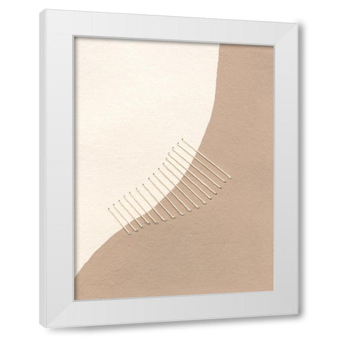 Neutral Stitches I White Modern Wood Framed Art Print by Moore, Regina