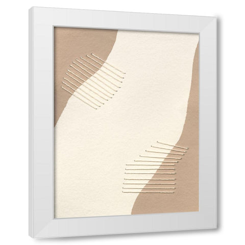 Neutral Stitches II White Modern Wood Framed Art Print by Moore, Regina