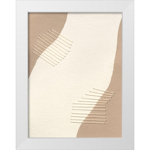 Neutral Stitches II White Modern Wood Framed Art Print by Moore, Regina