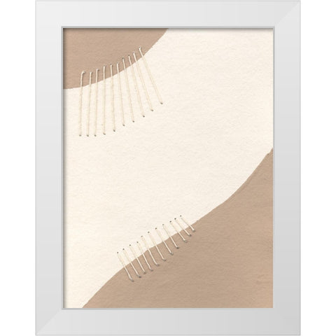 Neutral Stitches III White Modern Wood Framed Art Print by Moore, Regina