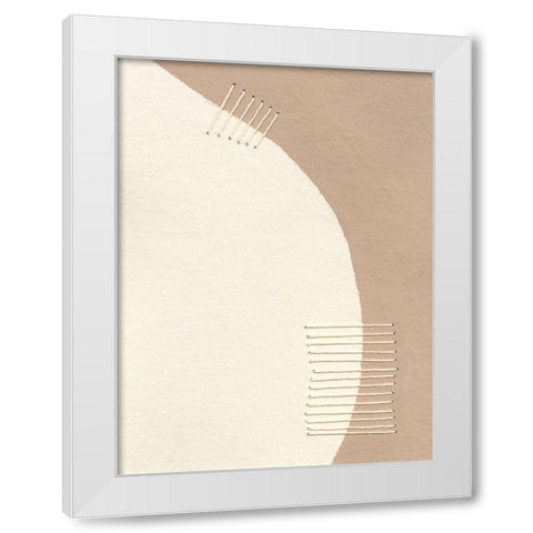 Neutral Stitches IV White Modern Wood Framed Art Print by Moore, Regina