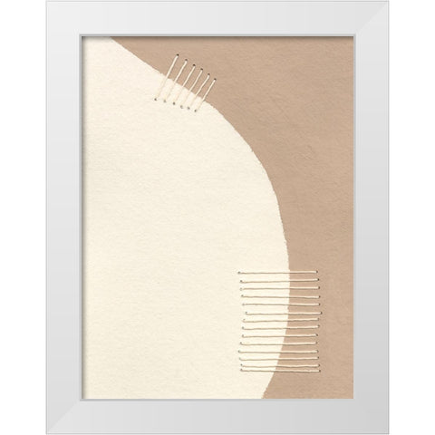 Neutral Stitches IV White Modern Wood Framed Art Print by Moore, Regina