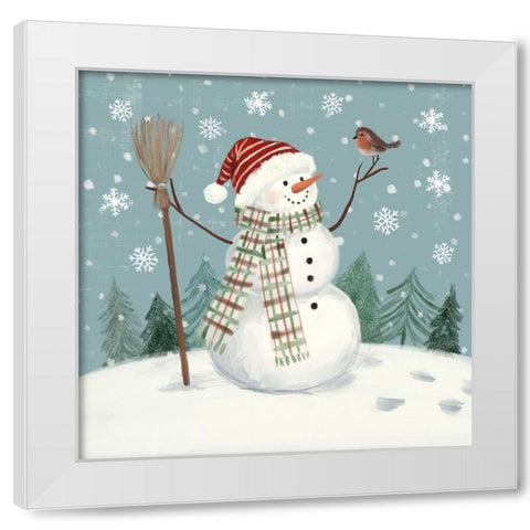 Jolly Snowman I White Modern Wood Framed Art Print by Barnes, Victoria