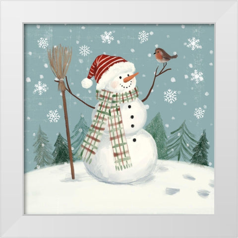 Jolly Snowman I White Modern Wood Framed Art Print by Barnes, Victoria