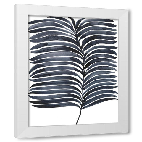 Indigo Fronds I White Modern Wood Framed Art Print by Moore, Regina