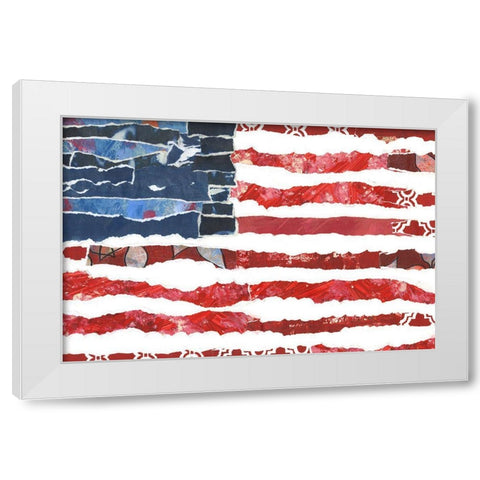 Patriotic Collage Flag I White Modern Wood Framed Art Print by Moore, Regina
