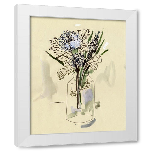 Hydrangea in the Bottle I White Modern Wood Framed Art Print by Wang, Melissa