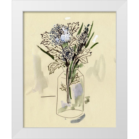 Hydrangea in the Bottle I White Modern Wood Framed Art Print by Wang, Melissa