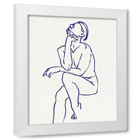 Figure In Blue I White Modern Wood Framed Art Print by Warren, Annie