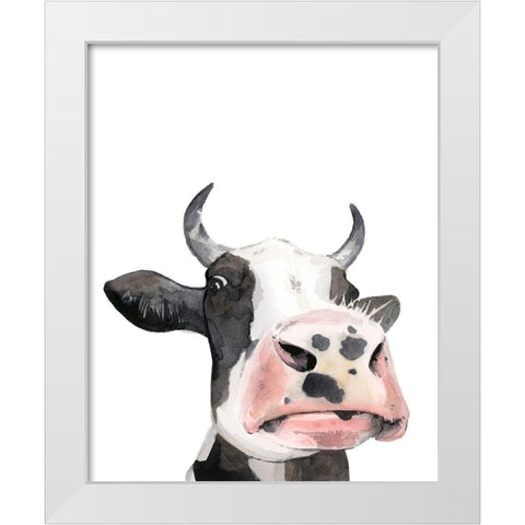 Watercolor Cow Portrait I White Modern Wood Framed Art Print by Popp, Grace