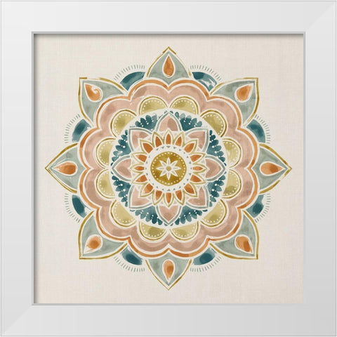 Summer Mandala I White Modern Wood Framed Art Print by Borges, Victoria