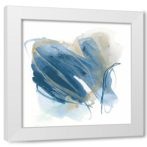 Blue Interference I White Modern Wood Framed Art Print by Vess, June Erica