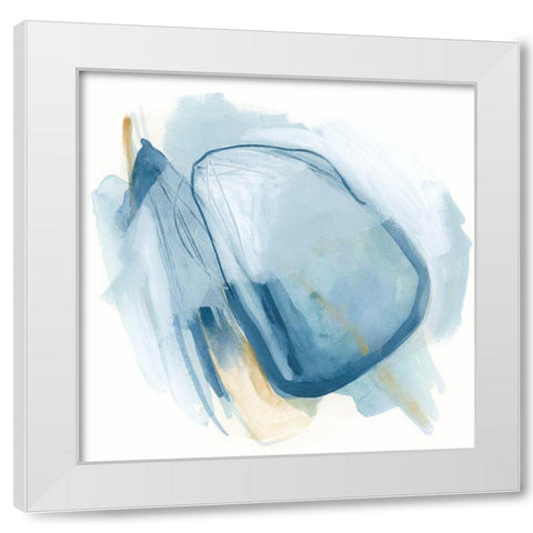 Blue Interference II White Modern Wood Framed Art Print by Vess, June Erica