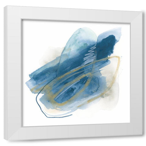 Blue Interference IV White Modern Wood Framed Art Print by Vess, June Erica