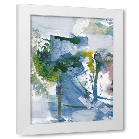 Blue Diamonds I White Modern Wood Framed Art Print by Combs, Joyce