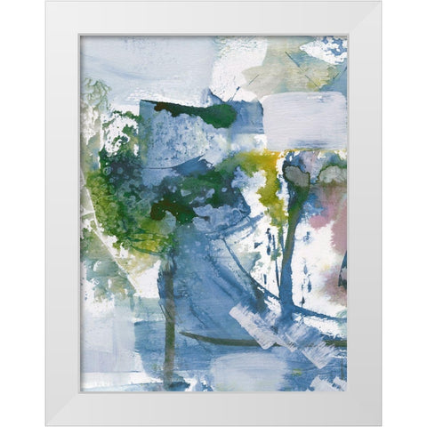 Blue Diamonds I White Modern Wood Framed Art Print by Combs, Joyce