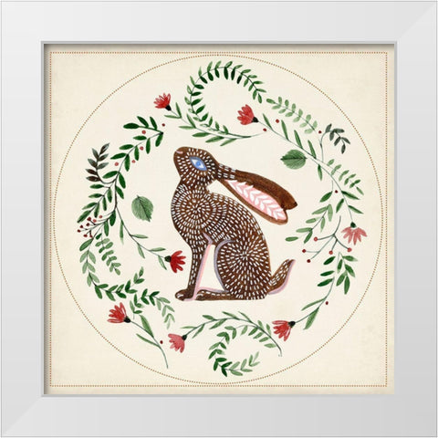 Bunny Folklore III White Modern Wood Framed Art Print by Parker, Jennifer Paxton