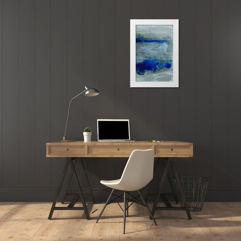Blue Morning Tide II White Modern Wood Framed Art Print by Combs, Joyce